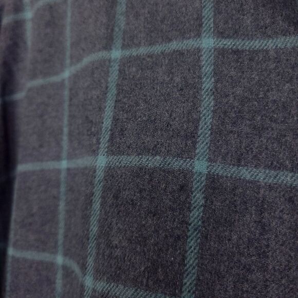 Rue Saint-Patrick Plaid Flannel Long Sleeve Button Down Shirt Gray Blue Size XXL - Picture 3 of 6